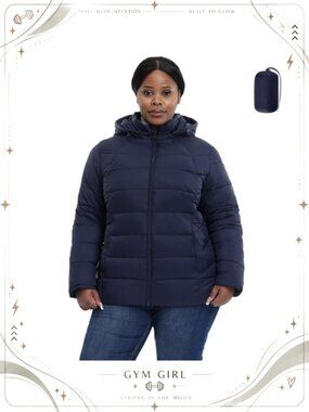 Plus Size Packable Puffer Jacket Water-Resistant Lightweight Quilted Winter Coat